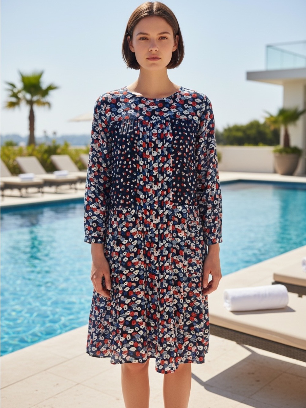 Boden Poppy Meadow HOTCHPOTCH Pintuck Dress Floral Ditzy Print size 8